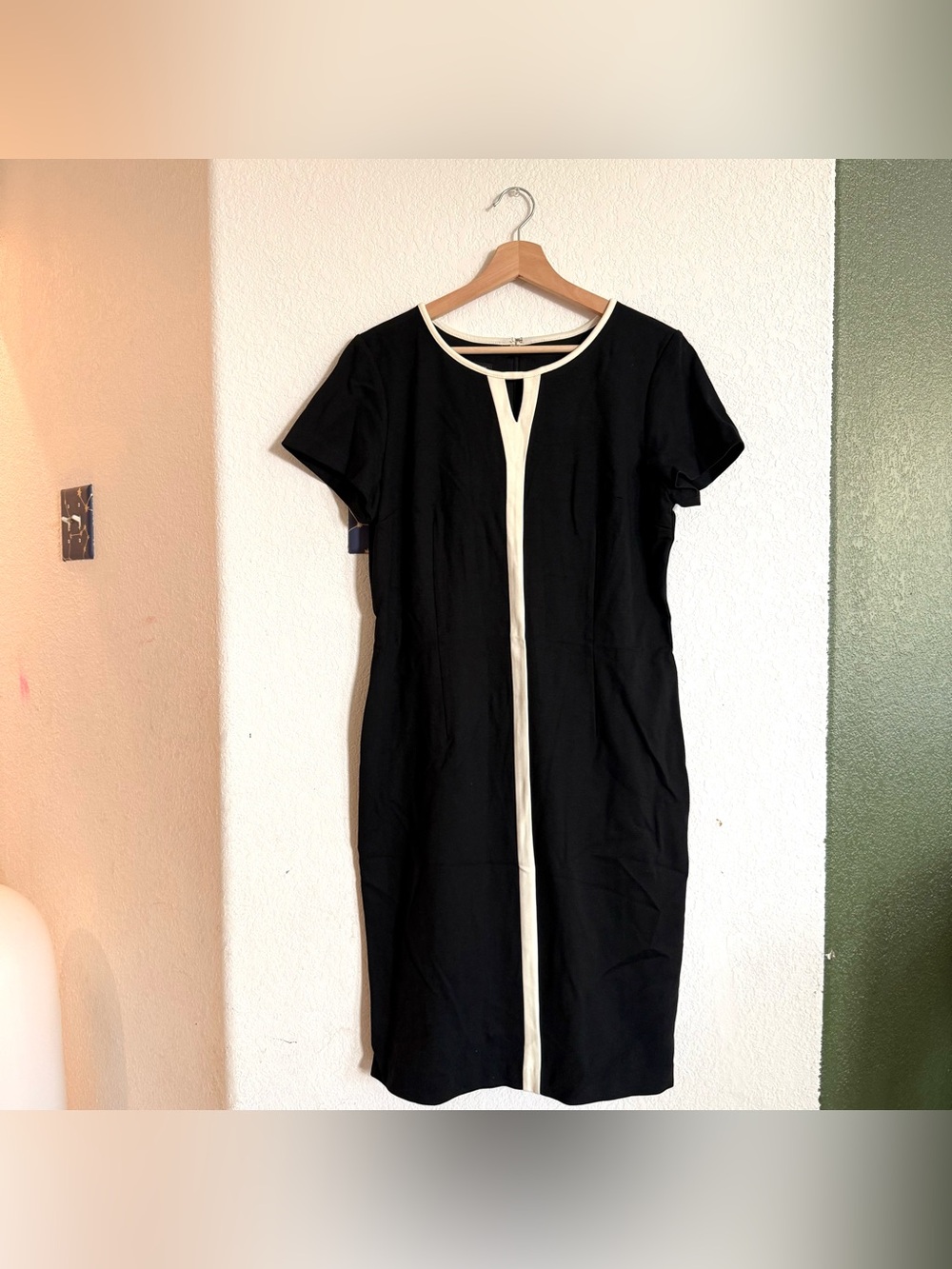 NWT Talbots Womens Dress Black Ponte Refined Sheath Short Sleeve Size 12